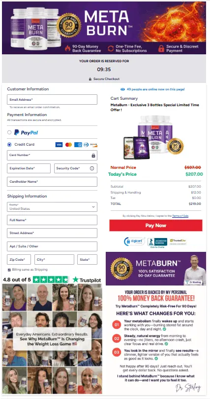 MetaBurn order page